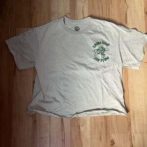 Cream Graphic T-Shirt with Green Print